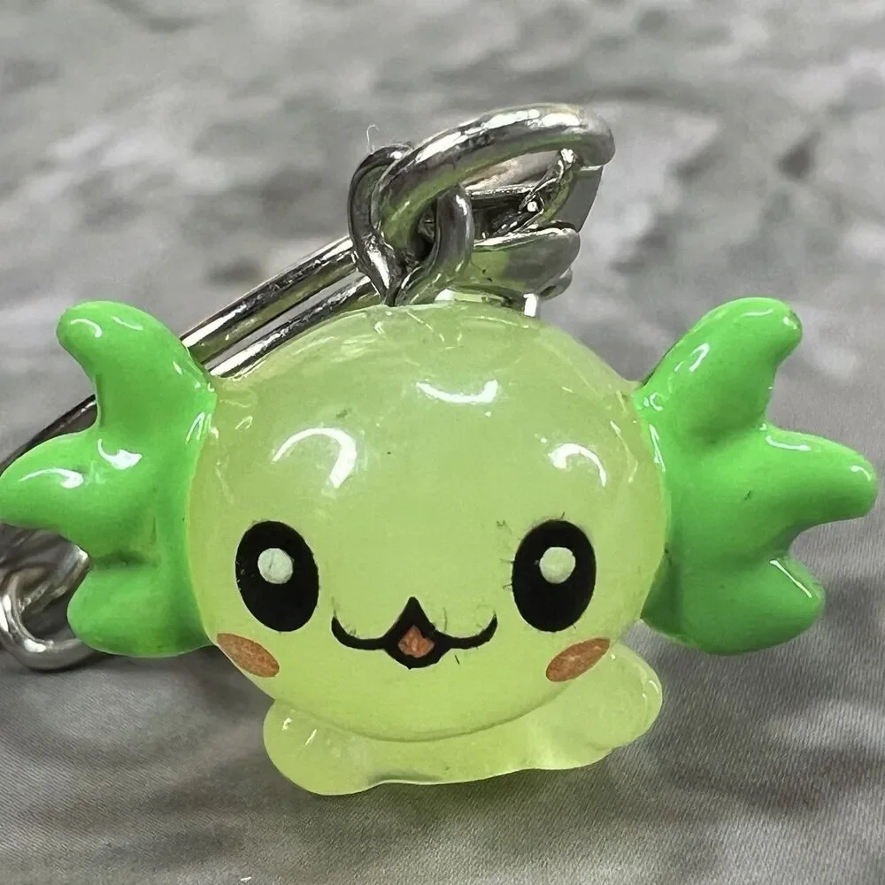 Cute Green Axolotl Keychain Kawaii Salamander Bag Charm Desk Pet Keyring 1
